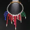 Chaînes Stonefans Collier de pompon coloré pour femmes Boho Déclaration Long Charms Strass Collier de luxe Y2K Achats gratuits