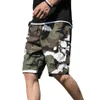 Summer Mens Outdoor Camouflage Cargo Shorts Plus Size Pocket Cotton Casual Half Pants Mid Waist Drawstring Loose Shorts Bib Overal227S