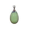 Catene Stile Etnico Vintage Naturale Giada Verde Chiaro Ovale Grande Ciondolo Collana Fiorellino Banchetto Gioielli Hanfu Accessori