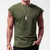 Men's Tank Tops Gym Bodybuilding Slim Shirt Sleeveless Round Neck Cotton Casual T Top Men Summer Fashion Fitness