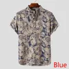 القمصان غير الرسمية للرجال طباعة Camisa Masculina Summer Hawaiian Plouse Men Vintage Short Sleeve Fluss Blusas