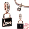 Löst ädelstenar 2023 925 Sterling Silver Lock Heart HEART CHARM PEAD FIT Original Pendant Charms Armband för kvinnor DIY Jewelry Lover's Gift