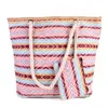 Shopping Sacs Dames toile sac à main 2 pièces ensemble coloré rayé grande capacité épaule sac à provisions bohême femme plage décontracté 231006