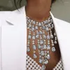 Anhänger Halsketten Mode Maxi Klar Kristall Choker Halskette Für Frauen Lange Quaste Aussage Anhänger Chunky Kragen Schmuck Großhandel