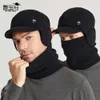 Combinaison de protection d'oreille chaude pour homme, bavoir en laine en peluche, pull tricoté, chapeau tricoté, hiver 9148