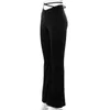 Pantaloni da donna Pantaloni da donna Soild Flare con vita a V Cropped Ombelico Cinturino sexy Svasato Pantalone versatile casual