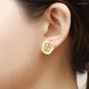 Stud Earrings Stainless Steel Golden Hollow Science Brain Creative Design Head Laboratory Women's Jewelry