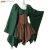 Theme Costume Halloween Cosplay Palace Victoria Medieval Vintage Fairy Elf Come For Women Princess Bandage Christmas Ptachwork Party Dress Q231010
