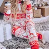 Jackor vinter julfamilj pajamas set mamma pappa barn baby matchande kläder älg tryck avslappnad mjuk sömnkläder xmas look pyjama 231009