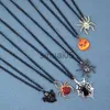 Colliers pendentif Halloween Vampire chauve-souris araignée pendentif colliers Vintage cristal écarlate miroir tour de cou pour femmes gothique Hip Hop Y2k bijoux cadeau x1009