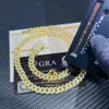 Merk mode vrouw Fashion Fire Iced Out Moissanite Sieraden 8mm 925 Massief Zilver Vvs Pass Diamond Tester Cubaanse Link Chain