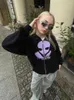 Hoodies femininos y2k impressão esqueleto zip up oversized sweatshirts 2023 outono goth feminino grunge com capuz jaqueta streetwear roupas