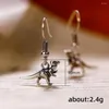 Boucles d'oreilles pendantes CAOSHI pendentif dinosaure à la mode pour femmes accessoires de couleur argent métallisé fête bijoux de mode personnalisés cadeau