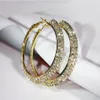 18k Gold Platinum Plated 6cm 7cm Hoop Earring Elegant äkta österrikisk Crystal Fashion Costume Trendy Big Earring Jewelry204B