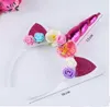 Diadema con cuerno de unicornio arcoíris, diadema de unicornio de gasa para niños, diadema con purpurina, Pascua para fiesta, accesorios para el cabello DIY, 20 unids/lote GA171 12 LL