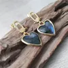 Dingle örhängen fuwo grossist handgjorda kubiska zirkon labradorite gyllene pläterade hjärtformade sten fasetterade smycken er475cz 5pairs/parti