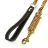 Chokers Gold Color Pet Dog Leash Training Strap Corda Tração Harness Collar 15mm Aço Inoxidável Miami Curb Chain Gargantilha 22-42Inc279C