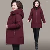 Manteau d'hiver en duvet pour femmes d'âge moyen, veste rembourrée en coton, Parka longue à capuche, grande taille 5XL, coupe-vent, vêtements d'extérieur chauds et amples, 2023