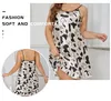 Women's Sleepwear Sexy Cow Print Home Wear Lady Satin Nightgown Summer Nighty Lingerie Loose Nightwear Plus Size 3Xl 4Xl 5Xl Slip Dress