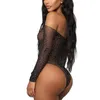 BHs Sets Frauen Schwarz Spitze Fishnet Strass Body Off-Shouder Overall Strand Bikini MV66248e