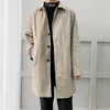 Trench da uomo M-5XL Plus Size Trench da uomo Vestibilità ampia Risvolto lungo Giacca a vento monopetto Giacca con bottoni Cappotto da uomo Abbigliamento XXXXXL 231010