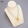 Pendentif Colliers GuaiGuai Bijoux Blanc Riz Perle 10mm Naturel Amazonite Collier