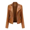 Womens Leather Faux European code spring and autumn womens PU leather jacket slim thin coat ladies motorcycle suit 231010