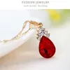 Opbergzakken Ketting Oorbellen Diamant Waterdruppels Elegante Dames Sieraden Set Kristallen Hanger Oorbellen (rood)