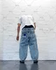 Jeans da uomo 2023 American High Street alla moda vita retrò Harajuku ricamo teschio pantaloni larghi a gamba dritta oversize per uomo