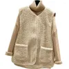 Damesvesten Dames lamswollen vest voor dames Fleece knoopsluiting Casual vest Rits herfst winterjas Casaco