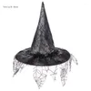 Bérets Halloween Witch Hat Unisexe Mesh Trims Wide pour adultes Kids Masquerade xxfd