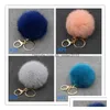 Party Favor Rabbit Fur Ball Plush Fuzzy Key Chain Pom Keychain Car Bag Ring Pendant Jewelry Hha3472 Home Garden Festive Party Supplies Dh7Cs