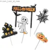 Inne imprezy imprezowe Zamek Halloween Cake Decoration Spider Web Happy Halloween Party Cake Cak Cat Ghost Siturz Wiedźm