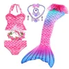 Tema Traje Haojxuanyu Crianças Sereia Swimwear Meninas Rosa Azul Bikini Set Crianças Maiô Cosplay Sereia Cauda Venha para NataçãoL231008