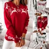 Swetry damskie Sweter Kobiety jesienne zimowe wierzche o szyi łosia śnieżna płaszcz świąteczny świąteczny świąteczny sweter krawędzi bluzka bluzka bluzka sweter#30L231010