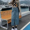 Jupes d'été en Denim pour femmes, Style coréen, assorties avec tout, Harajuku, doux, fente avant, mode Midi, collège Y2k, quotidien