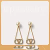 2023 earrings designer for women stud luxury gold heart shape pearl crystal gold double V letter 925s silver jewelry classic-1