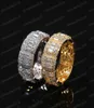 Zespół pierścieni mężczyźni kobiety bioder biżuteria luksus Bling mrożone złoto srebrne diament