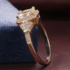 Solitaire Ring Wedding Jewelry Sets WUKALO Silver Color Brand Female AAA Square Zircon Fashion Gold Promise Engagement Rings For Women 231010