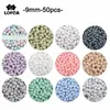 Jouets de dentition LOFCA 50pcslot Silicone 9mm cravate colorant perles de dentition en vrac bébé jouet à mâcher sans BPA de qualité alimentaire bijoux à bricoler soi-même collier faisant 231010