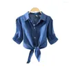 Blouses Femmes Femmes Blouse Chic À Lacets Noeud Revers Élégant Trois Quarts Manches Chemise De Couleur Unie Pour Casual Ol Commute En Automne