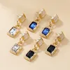 Fashionable Metal Square Resin Earrings for Women's Exaggerated and Elegant Dangle Earings Banquet Jewelry Accessories