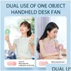 Party Favor Party Favor Handheld Liten Fan Cooler Portable USB Laddning Mini Silent Desk sovsal Office Studentgåvor Long Home Gard Dhdga