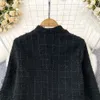 Outono e inverno europeu e americano moda tweed borla pele fino ajuste botão de metal cardigan casaco curto feminino jaqueta casual topo