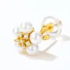 Stud Earrings Natural Pearl Earring S925 Sterling Silver 9k Gold Plated Shell Pearls Plum Blossom Flower Women Gemstone Jewelry