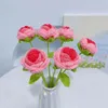 Kwiaty dekoracyjne Wykończone produkt ręcznie tkany róża sztuczna wełna wełna szydełkowana ręcznie robiona tkana domowa szydełkowa bukiet wystrój domu