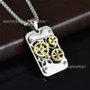 Pendant Necklaces Fashion Punk Rotatable Mechanical Gear Necklace Gold Color Stainless Steel Steampunk Cut Dog Tag Hiphop Men Jewe269r