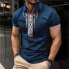 メンズポロスジップポロシャツ3Dプリントエスニックスタイルファッション男性特大のTシャツブラウスカジュアルストリートバケーション5xl服