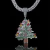 CSJY HIP HOP JEED BINEGERISED 18K PLATED CZ Iced Out Out Choinke Tree Pendant