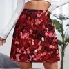 Saias Red Lantejoulas Mini Saia Vestidos de Verão para Mulheres 2023 Estilo Coreano Roupas Femininas